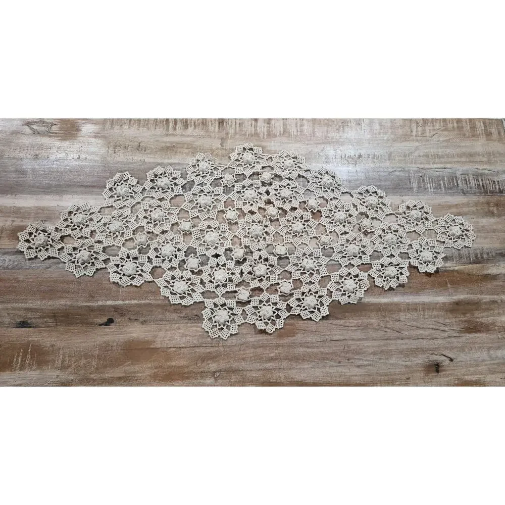 Vintage Handmade Romanian Point Lace Doily- Crochet- Needlework- Table runner